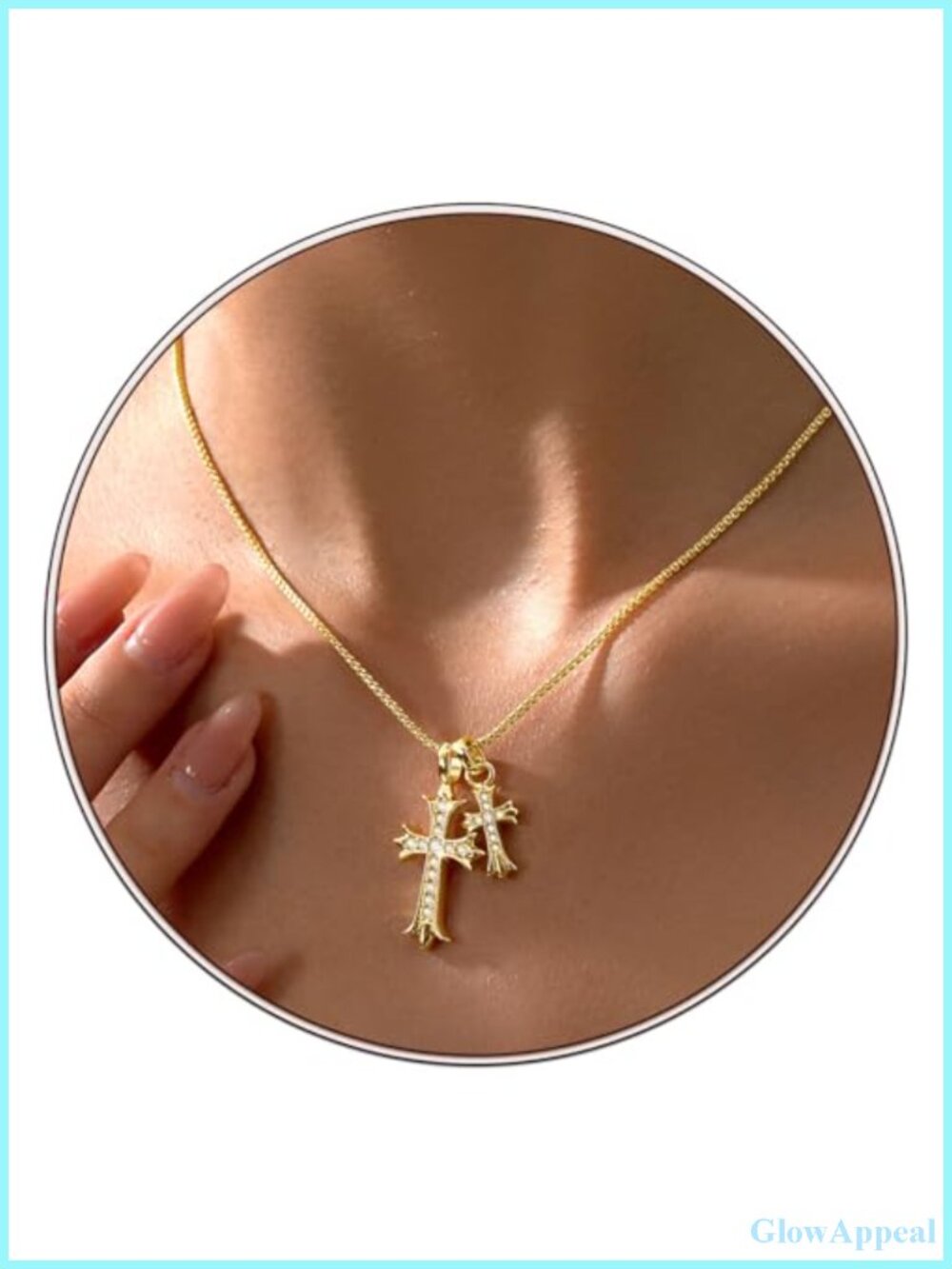 14K Gold Plated Cross Necklace for Women Dainty Pendant Choker Hypoallergenic
